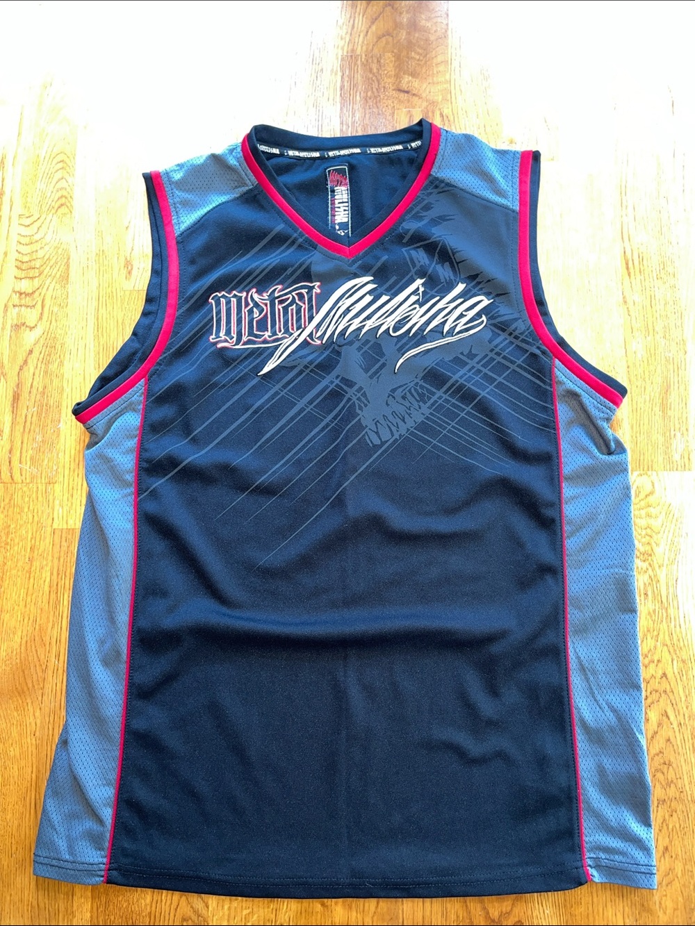 Metal Mulisha Black Tank with Gray Mesh and Red Trim
